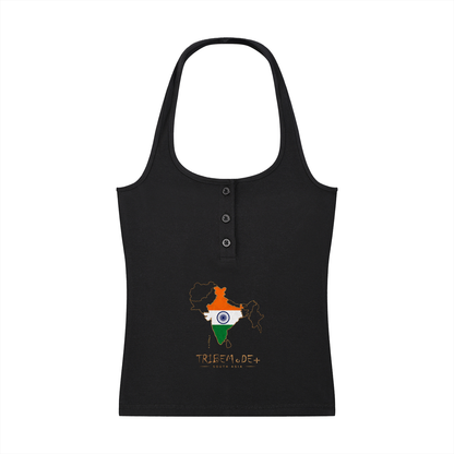 Women's Ribbed Henley Tank Top