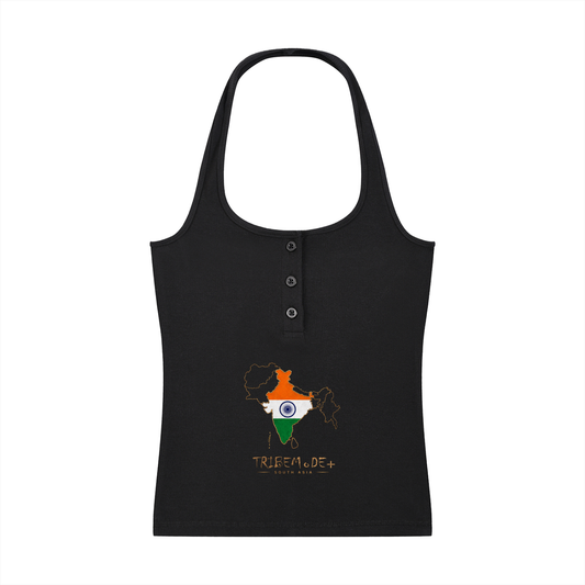 Women's Ribbed Henley Tank Top