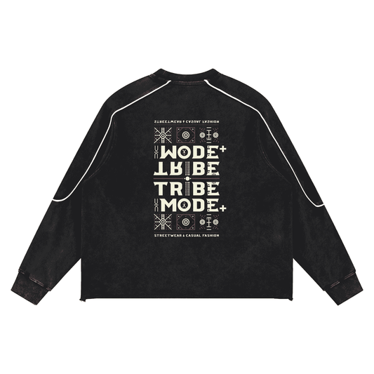 Mineral Wash Piping Raw Hem Sweatshirt - Tribemodeplus