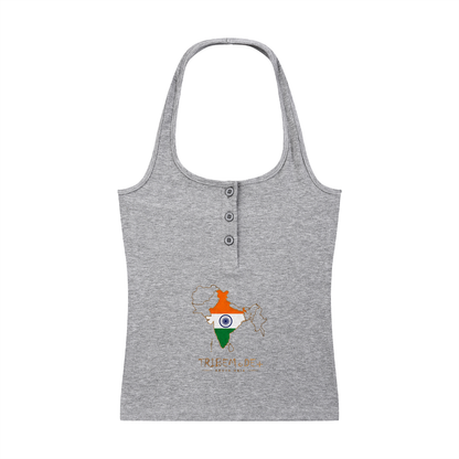 Women's Ribbed Henley Tank Top