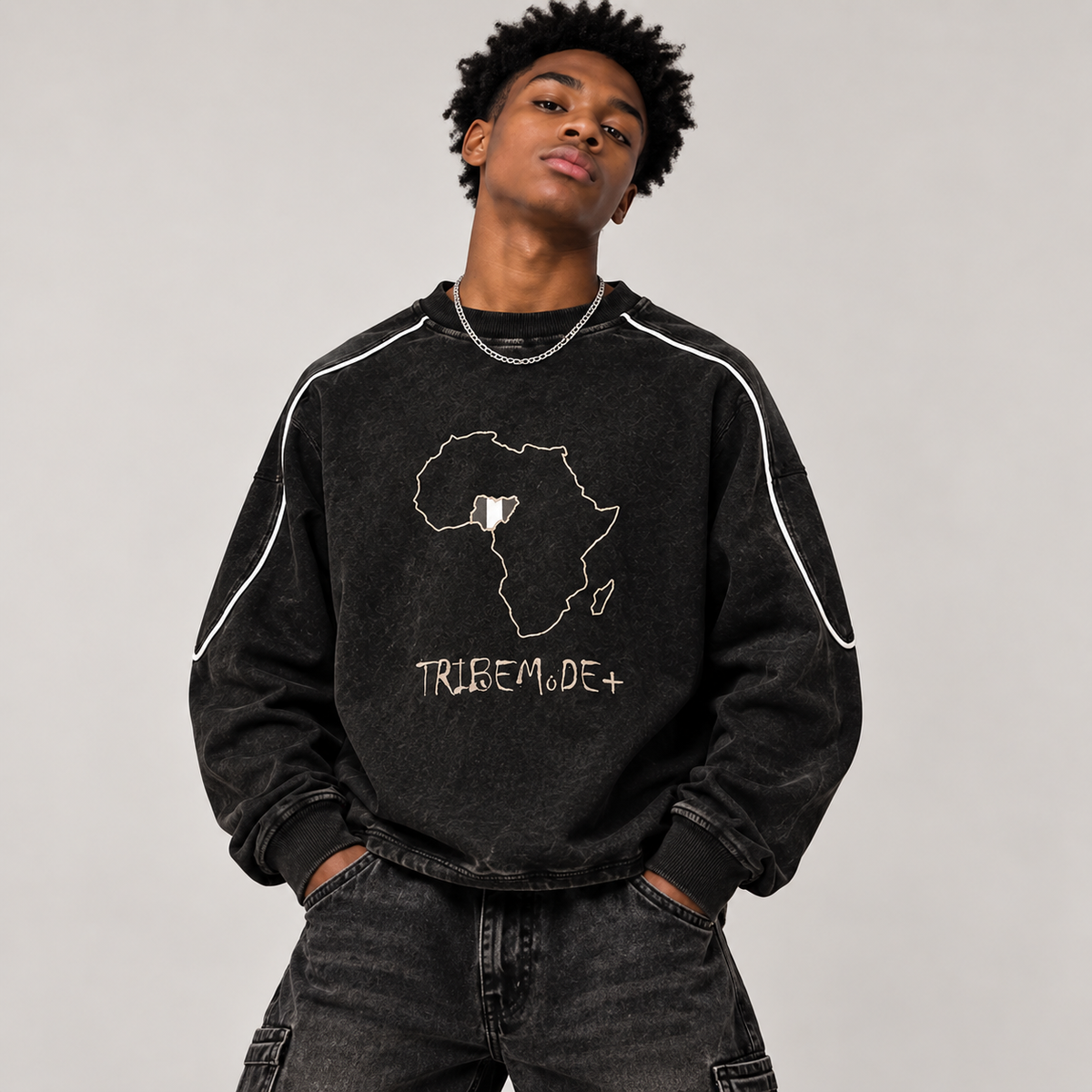 Nigeria Hem Sweatshirt — Mineral Wash Piping