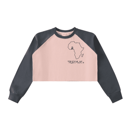 Raw-Hem Color-Block Raglan Crop Sweatshirt - Tribemodeplus