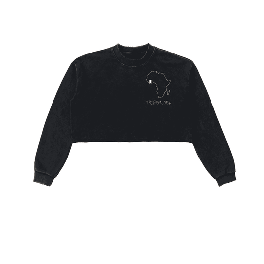 Snow Washed Raw Edge Cropped Sweatshirt - Tribemodeplus