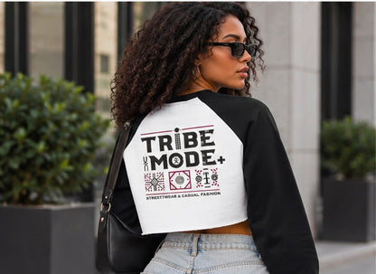 Nigeria Raglan Crop Sweatshirt — Raw-Hem Color-Block