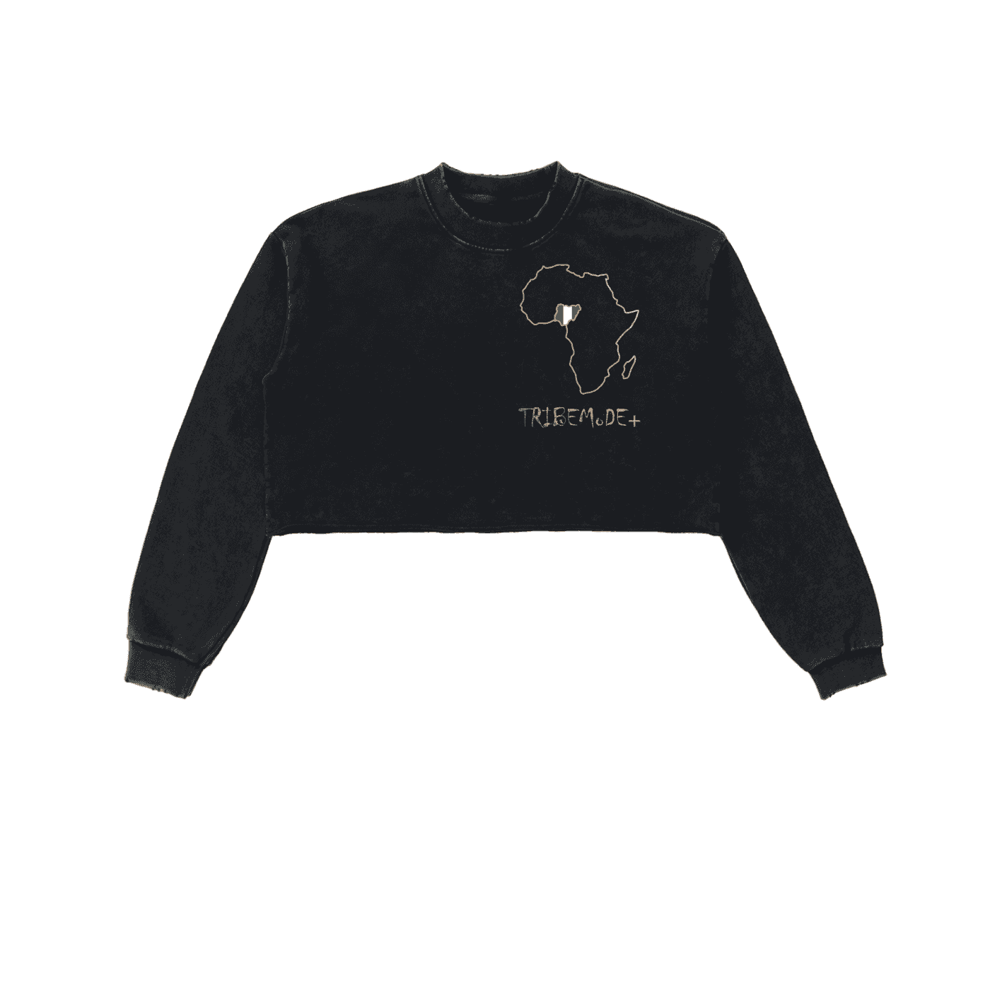 Snow Washed Raw Edge Cropped Sweatshirt - Tribemodeplus