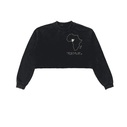 Snow Washed Raw Edge Cropped Sweatshirt - Tribemodeplus