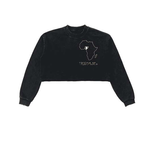 Snow Washed Raw Edge Cropped Sweatshirt - Tribemodeplus