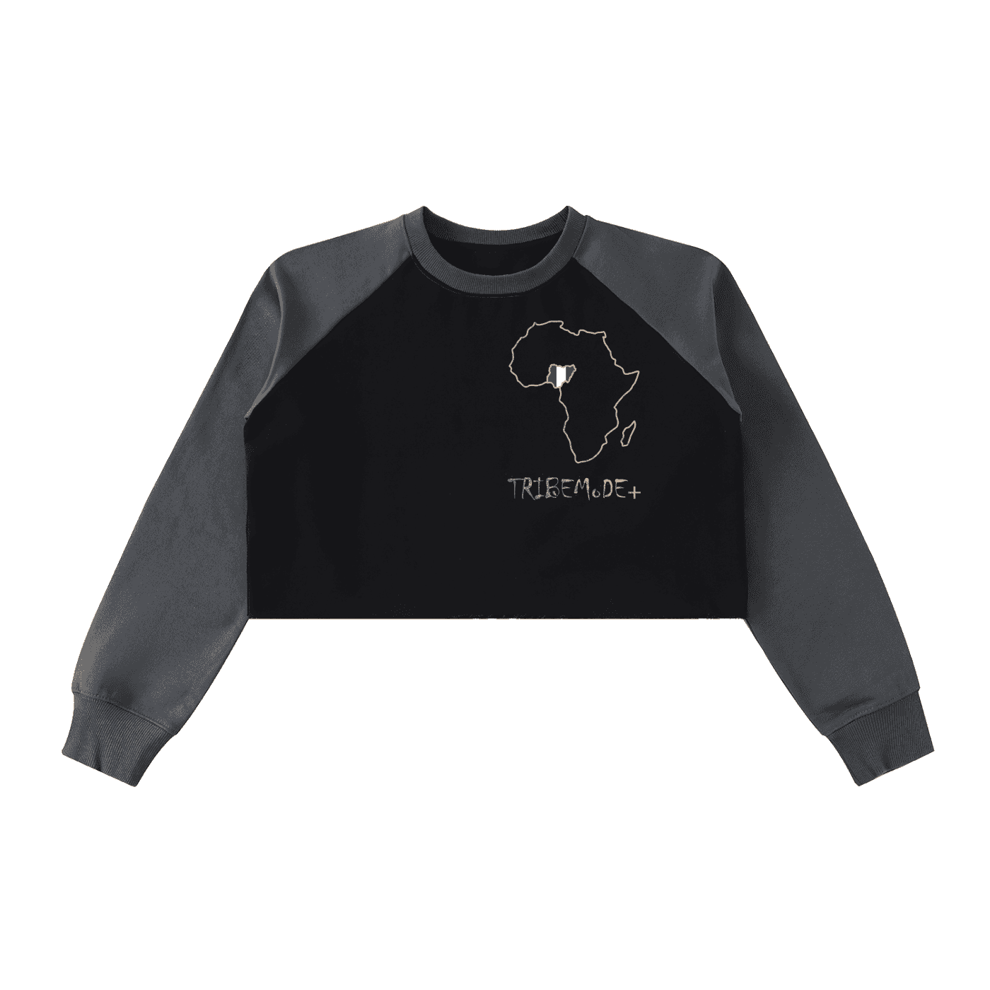 Raw-Hem Color-Block Raglan Crop Sweatshirt - Tribemodeplus