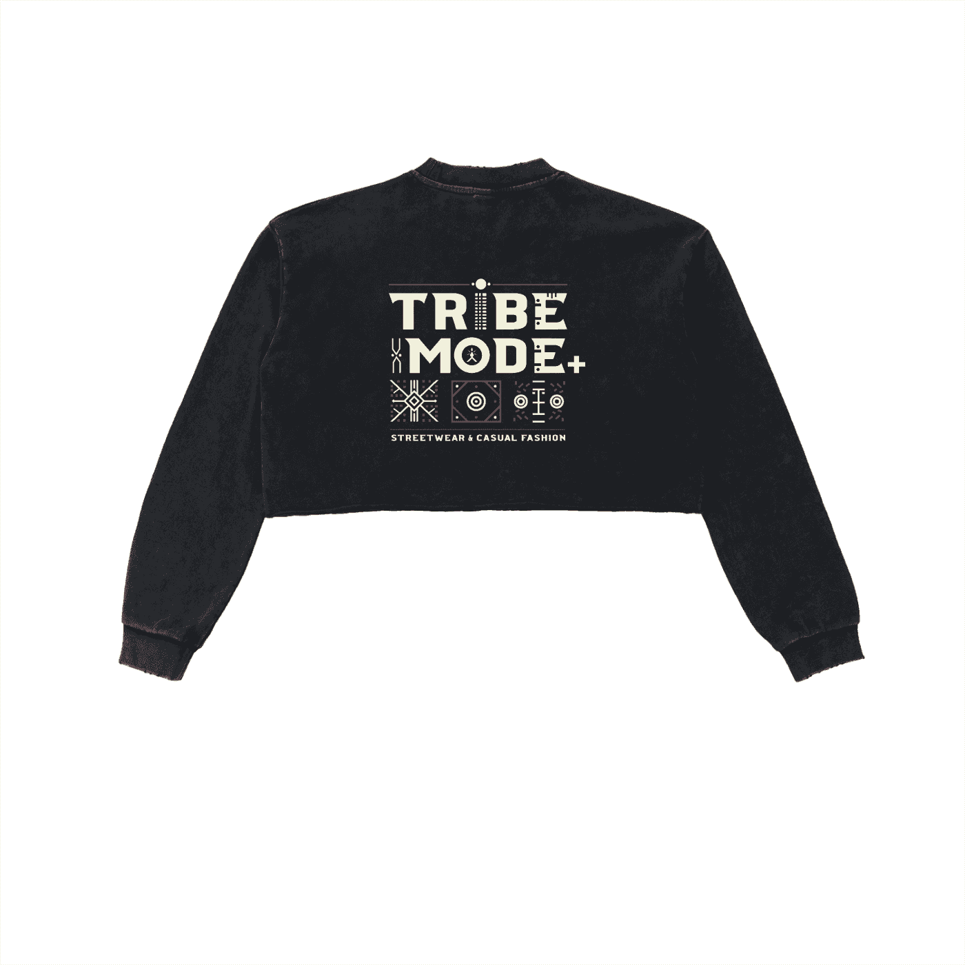 Snow Washed Raw Edge Cropped Sweatshirt - Tribemodeplus