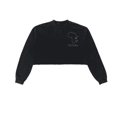 Snow Washed Raw Edge Cropped Sweatshirt - Tribemodeplus