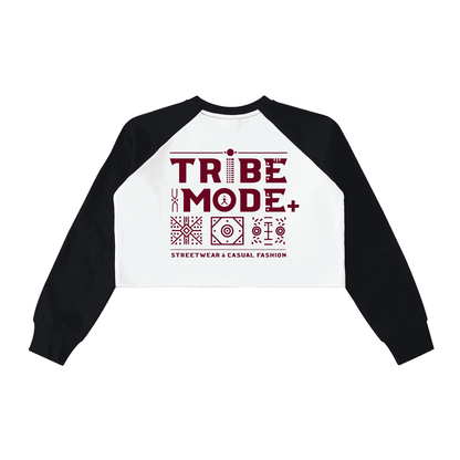 Raw-Hem Color-Block Raglan Crop Sweatshirt - Tribemodeplus