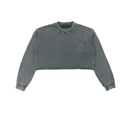 Snow Washed Raw Edge Cropped Sweatshirt - Tribemodeplus