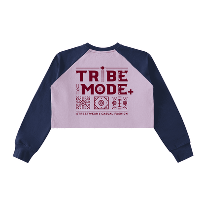 Raw-Hem Color-Block Raglan Crop Sweatshirt - Tribemodeplus