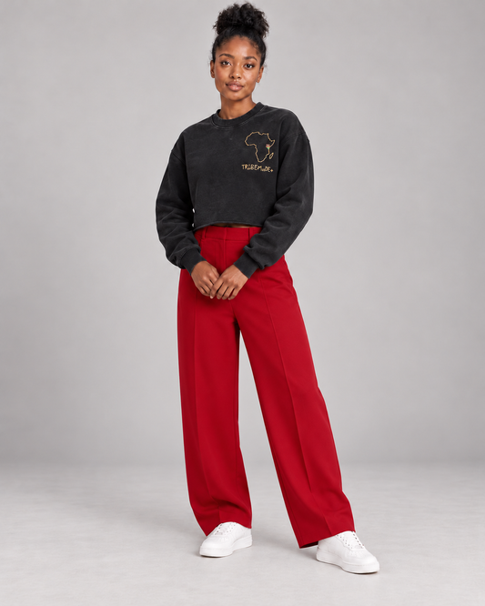Kenya Cropped Sweatshirt — Snow Washed Raw Edge