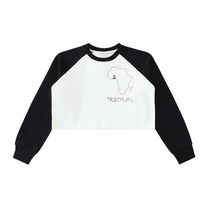 Raw-Hem Color-Block Raglan Crop Sweatshirt - Tribemodeplus