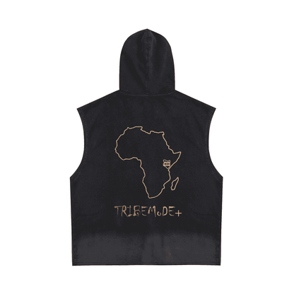 Vintage Washed Zip-Up Hooded Tank Top - Tribemodeplus