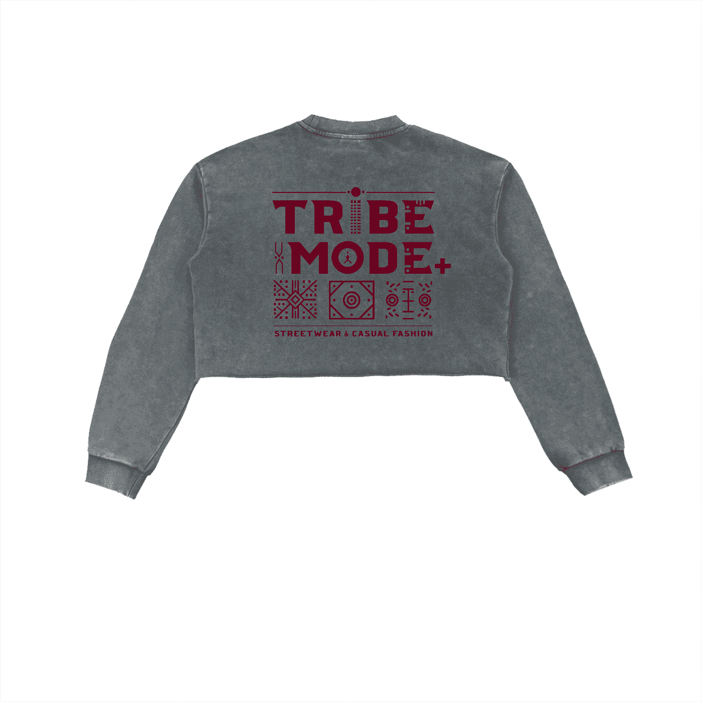 Snow Washed Raw Edge Cropped Sweatshirt - Tribemodeplus