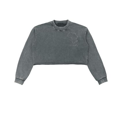 Snow Washed Raw Edge Cropped Sweatshirt - Tribemodeplus