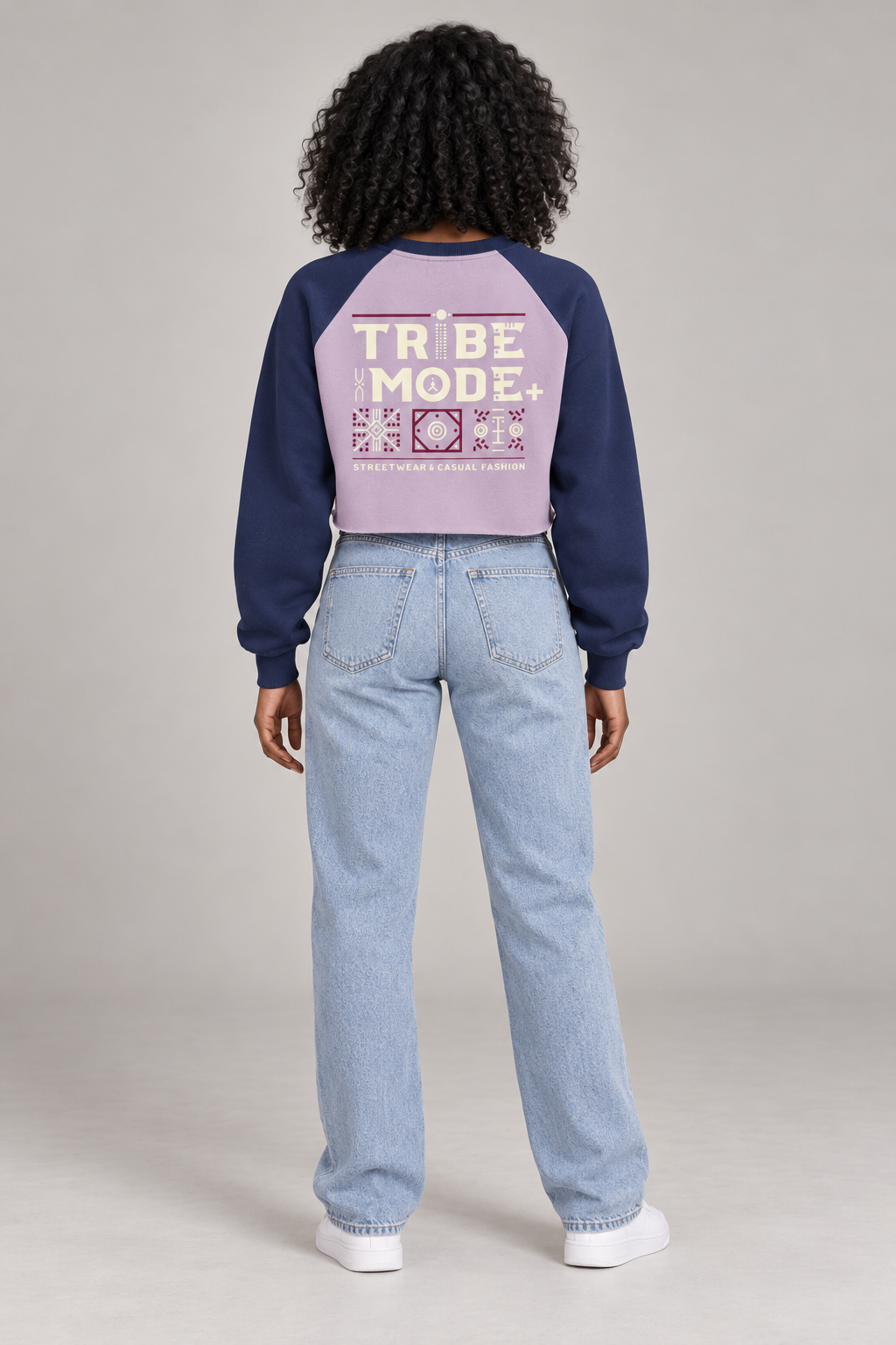 Kenya Raglan Crop Sweatshirt — Raw-Hem Color-Block