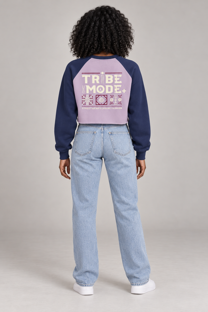 Kenya Raglan Crop Sweatshirt — Raw-Hem Color-Block