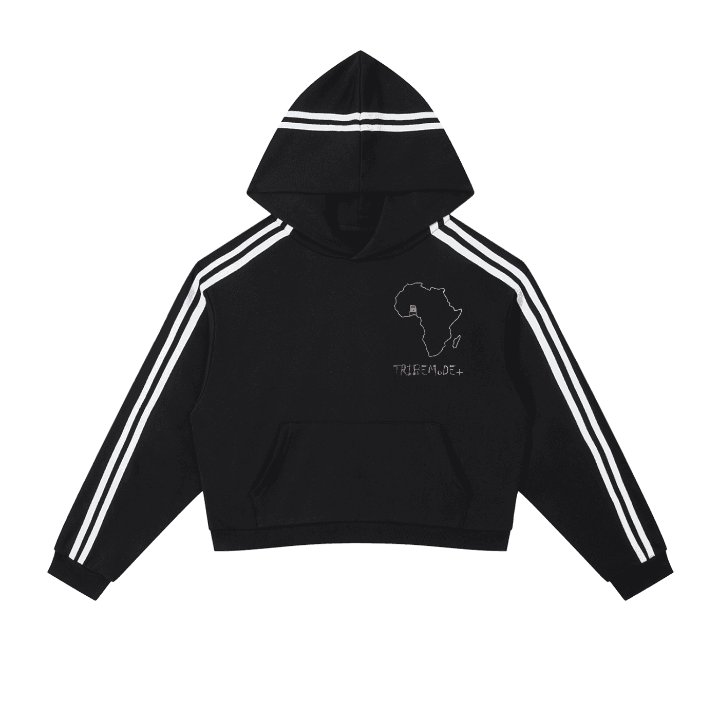 Contrast Side Stripe Cropped Hoodie - Tribemodeplus