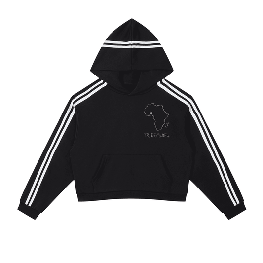 Contrast Side Stripe Cropped Hoodie - Tribemodeplus