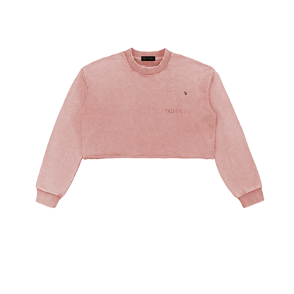 Snow Washed Raw Edge Cropped Sweatshirt - Tribemodeplus