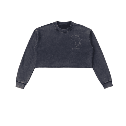 Snow Washed Raw Edge Cropped Sweatshirt - Tribemodeplus