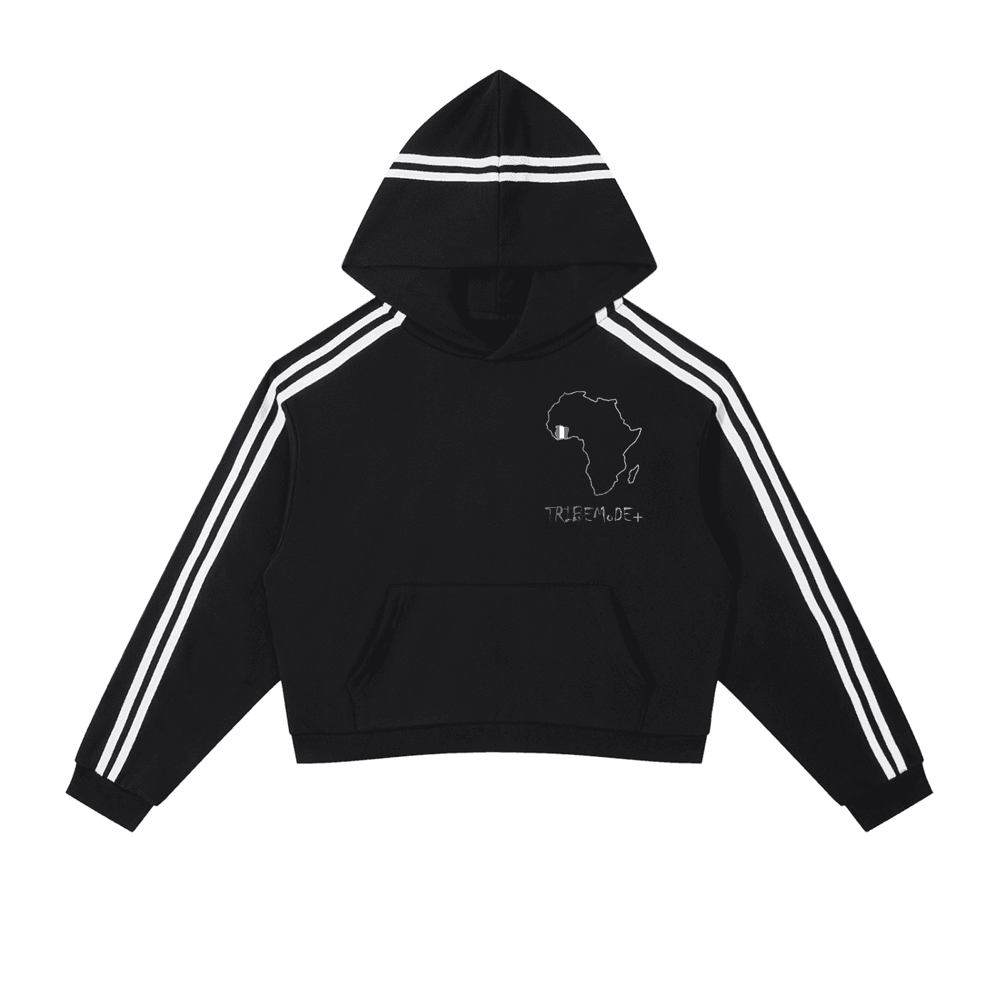 Contrast Side Stripe Cropped Hoodie - Tribemodeplus