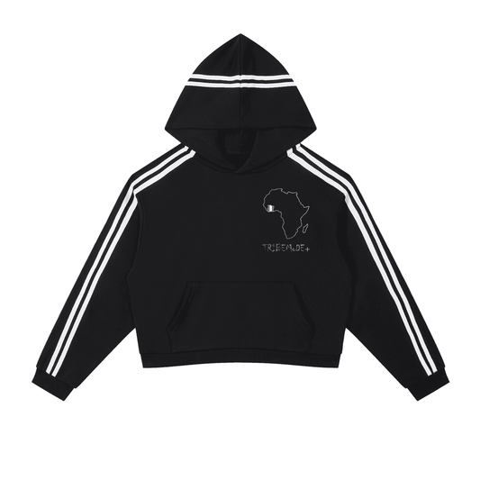 Contrast Side Stripe Cropped Hoodie - Tribemodeplus