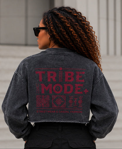 Nigeria Cropped Sweatshirt — Snow Washed Raw Edge