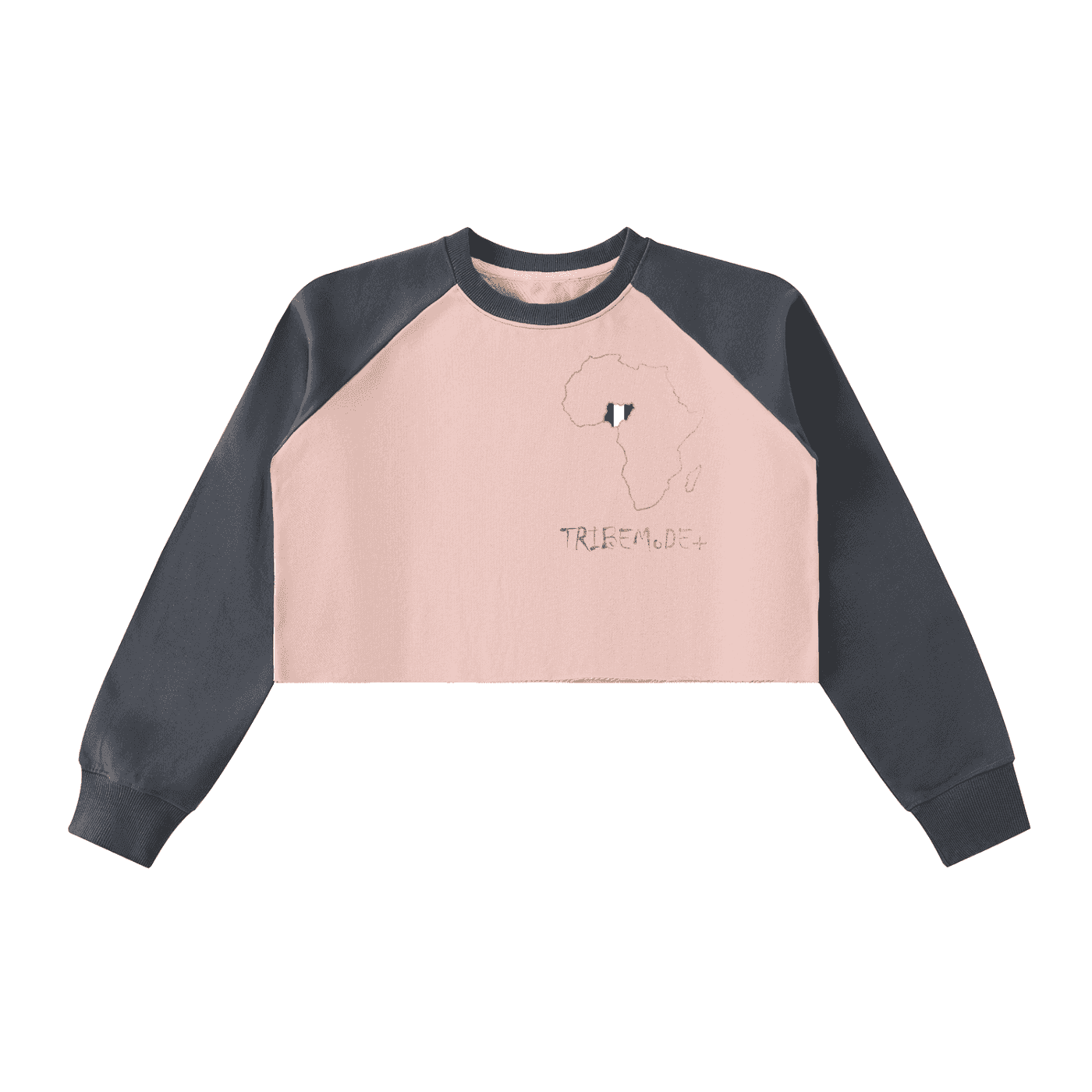 Raw-Hem Color-Block Raglan Crop Sweatshirt - Tribemodeplus