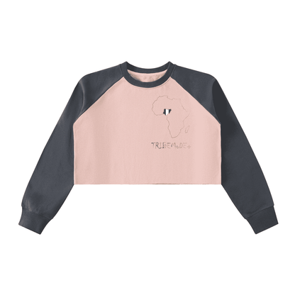 Raw-Hem Color-Block Raglan Crop Sweatshirt - Tribemodeplus