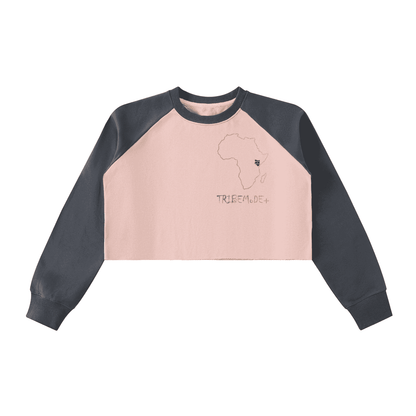 Raw-Hem Color-Block Raglan Crop Sweatshirt - Tribemodeplus