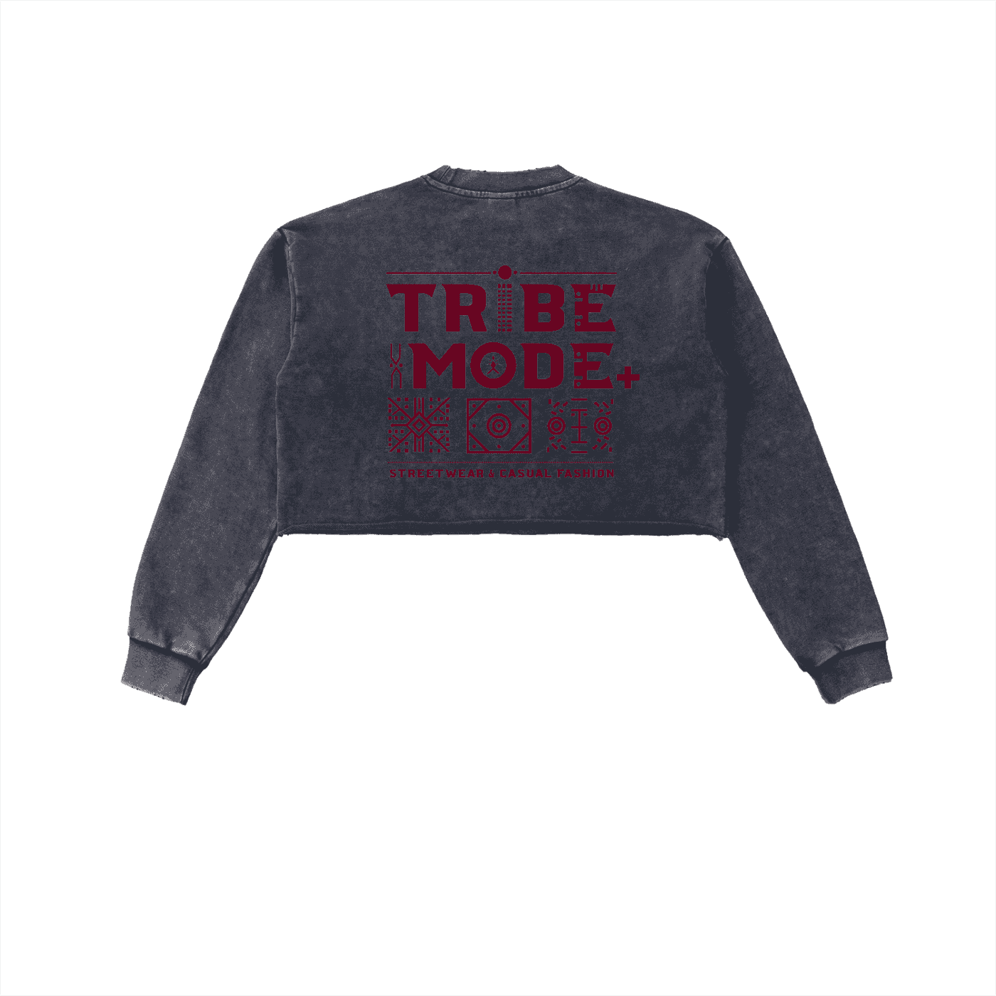 Snow Washed Raw Edge Cropped Sweatshirt - Tribemodeplus