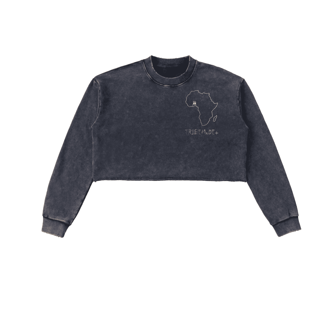Snow Washed Raw Edge Cropped Sweatshirt - Tribemodeplus