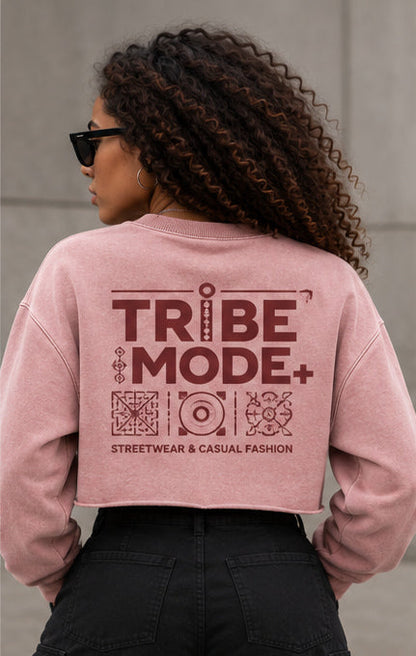 Nigeria Cropped Sweatshirt — Snow Washed Raw Edge