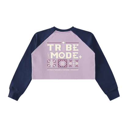 Raw-Hem Color-Block Raglan Crop Sweatshirt - Tribemodeplus