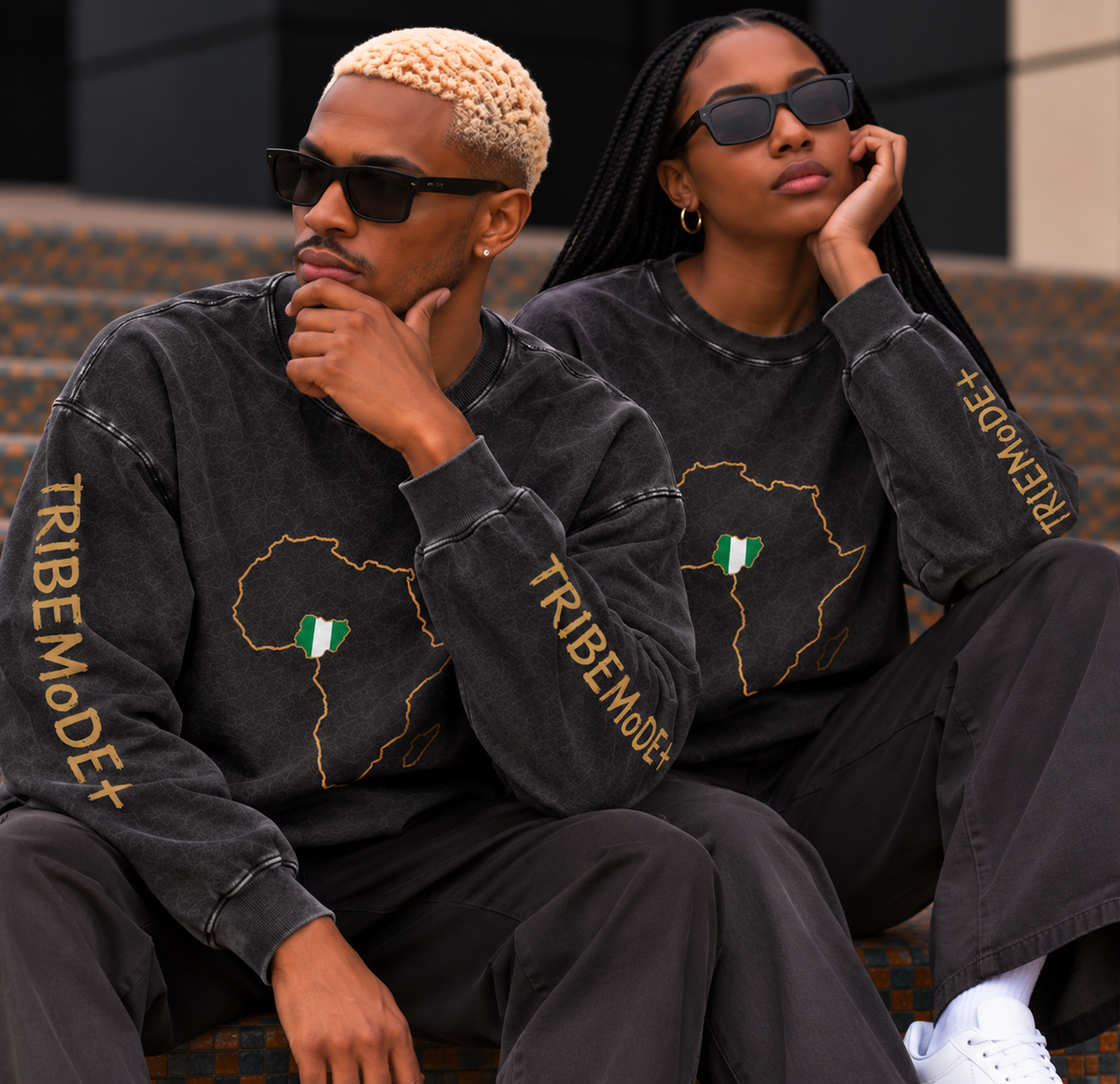 Nigeria Oversized Sweatshirt — Snow Washed