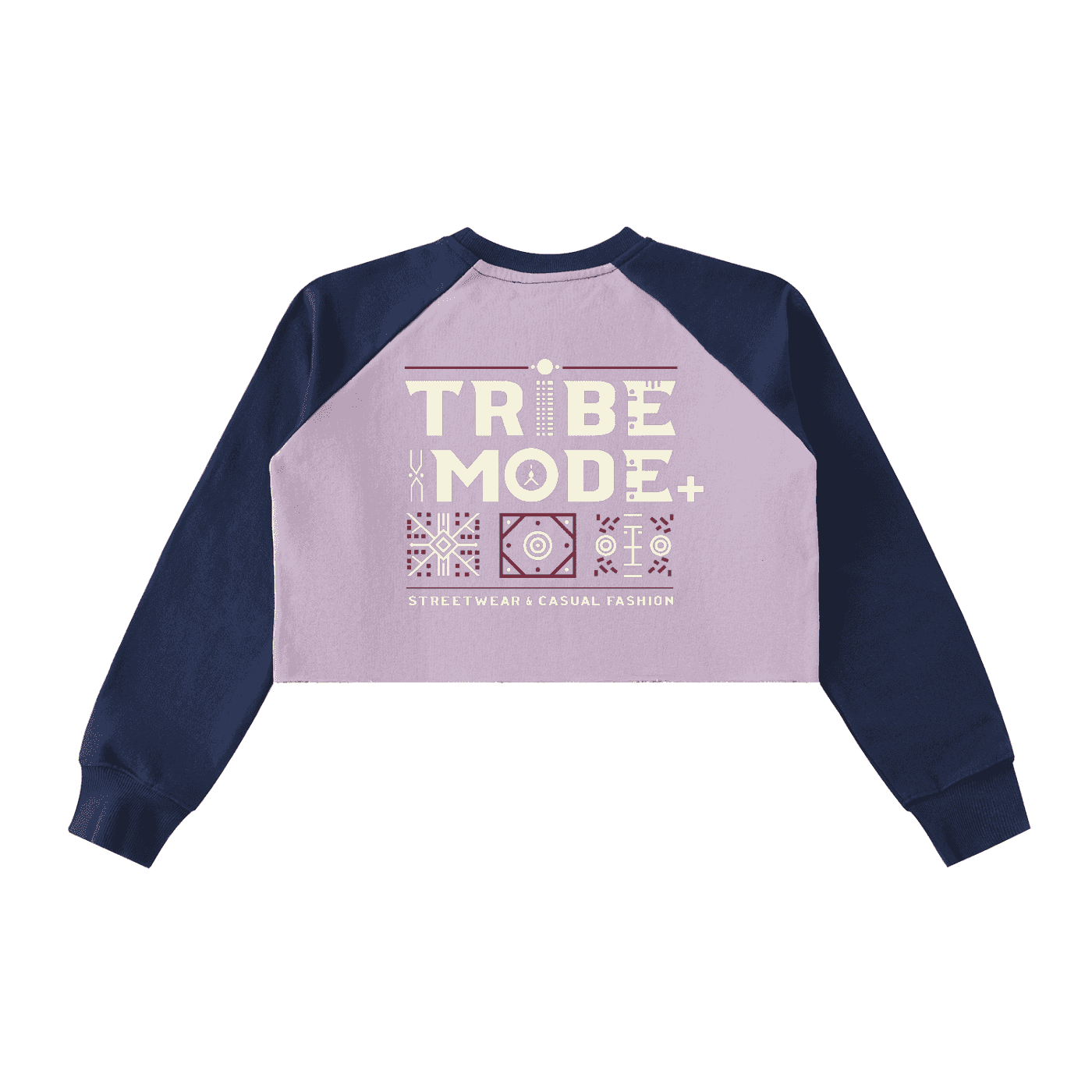 Raw-Hem Color-Block Raglan Crop Sweatshirt - Tribemodeplus