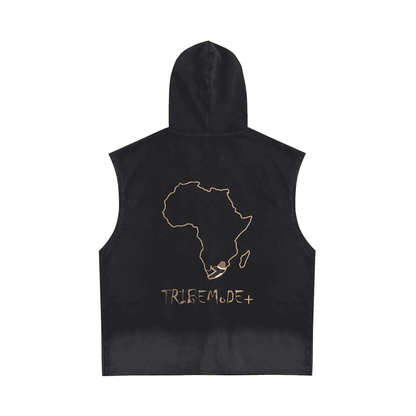 Vintage Washed Zip-Up Hooded Tank Top - Tribemodeplus