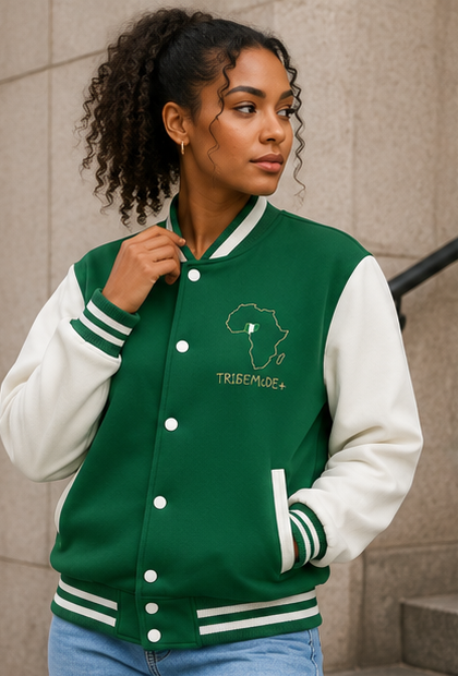 Nigeria Varsity Jacket — Two-Tone Fleeced