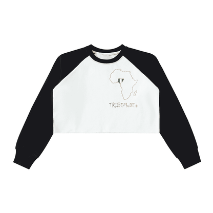Raw-Hem Color-Block Raglan Crop Sweatshirt - Tribemodeplus