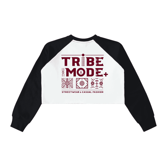 Raw-Hem Color-Block Raglan Crop Sweatshirt - Tribemodeplus