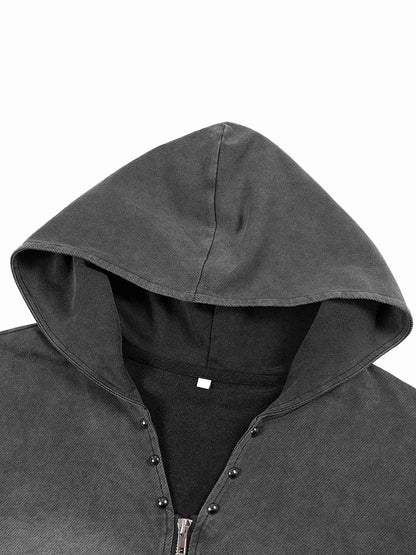 Vintage Washed Zip-Up Hooded Tank Top - Tribemodeplus