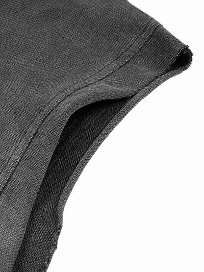 Vintage Washed Zip-Up Hooded Tank Top - Tribemodeplus