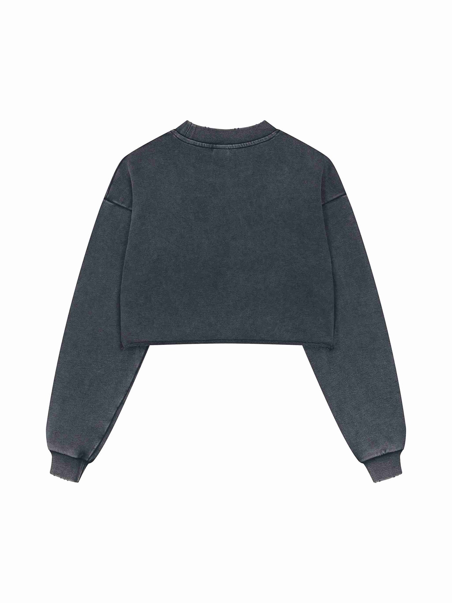 Snow Washed Raw Edge Cropped Sweatshirt - Tribemodeplus