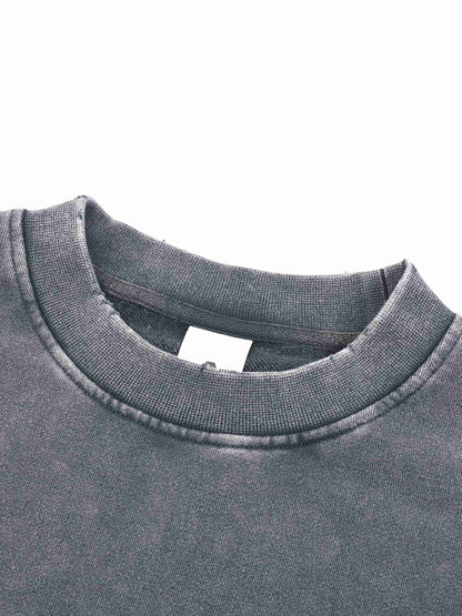 Snow Washed Raw Edge Cropped Sweatshirt - Tribemodeplus
