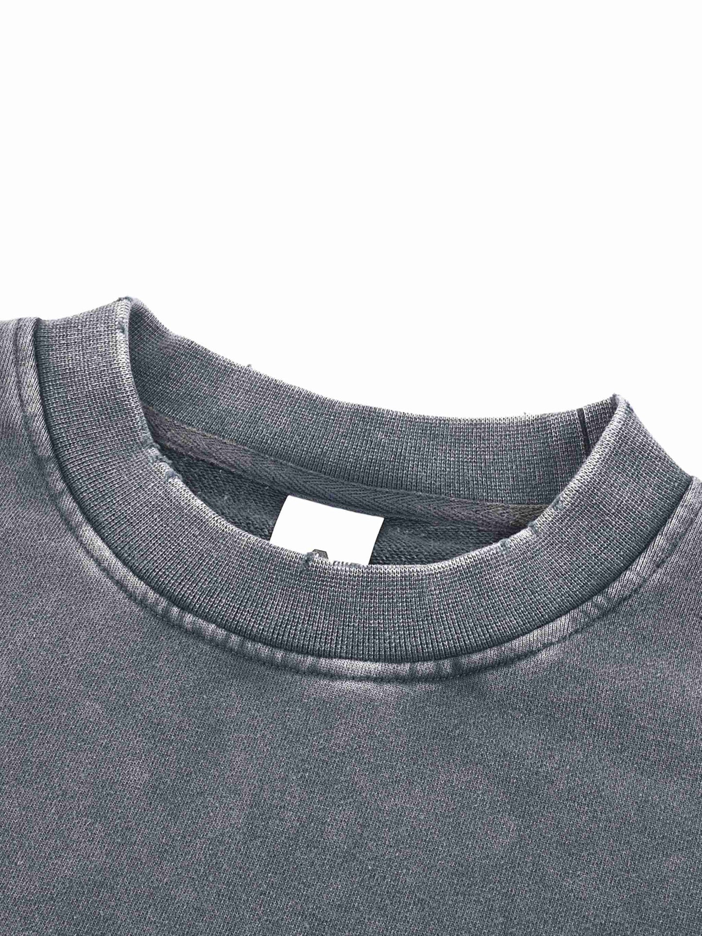 Snow Washed Raw Edge Cropped Sweatshirt - Tribemodeplus
