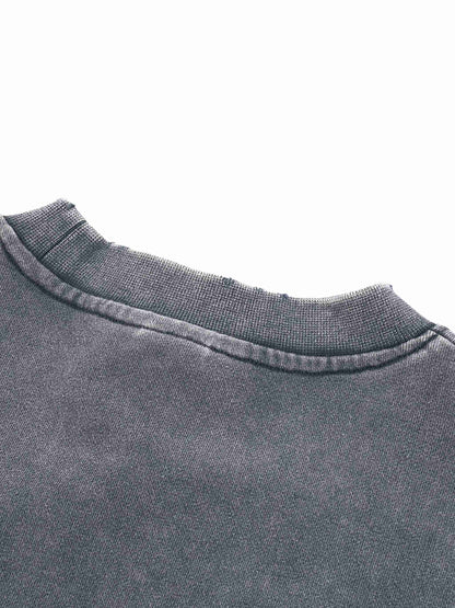 Snow Washed Raw Edge Cropped Sweatshirt - Tribemodeplus